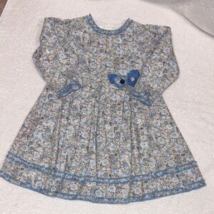 Sarah Louise long sleeve blue floral ruffle dress girls size 3